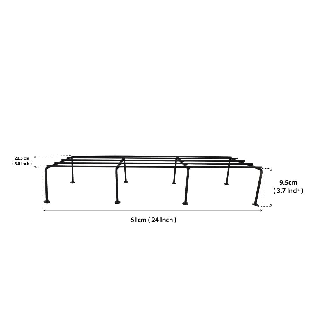 Leafy Tales 24-Inch Plant Stand for Outdoor Balcony | Black, (Set of 2) 120 KG Load Capacity, Anti-Rust Metal with Non-Bendable Legs | Ideal for Plant Stands for Outdoor, Indoor Living Room, Flower Pot Stand for Balcony, Planters for Home Decor