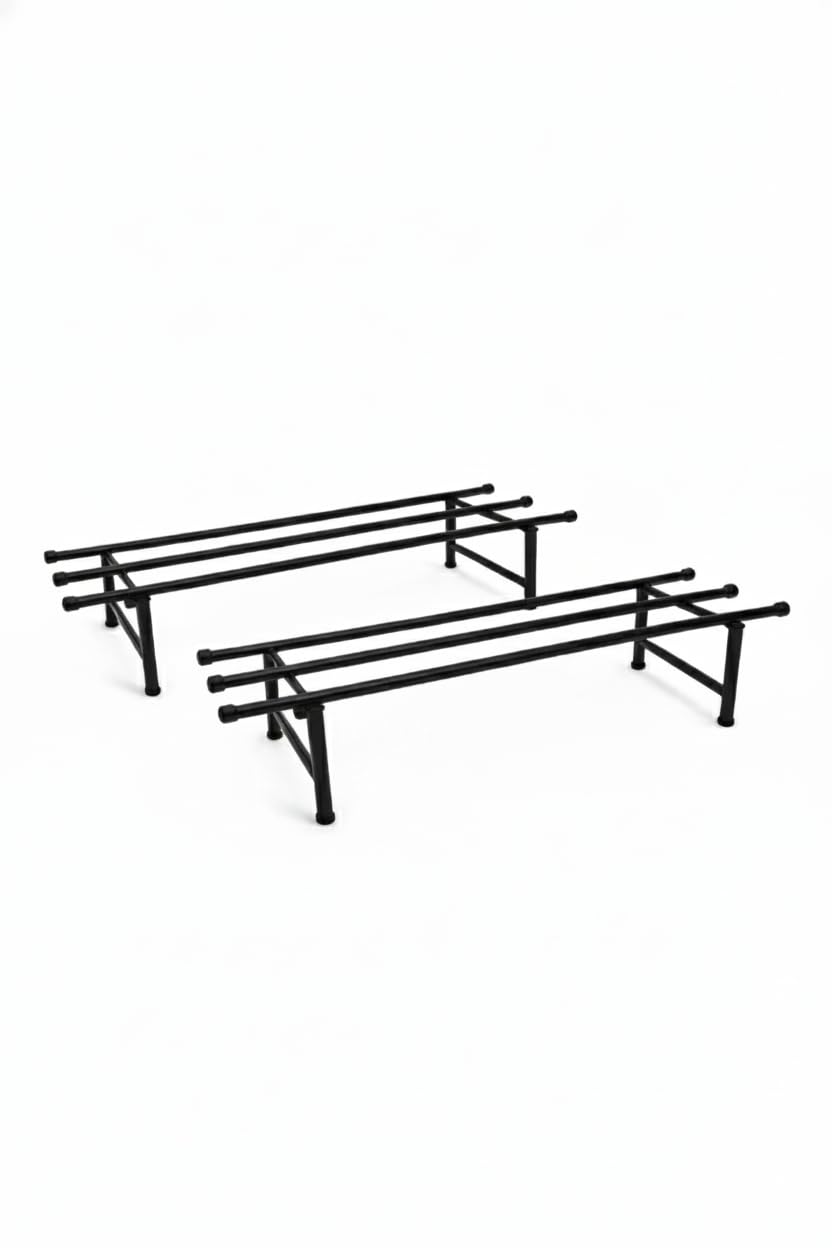 Leafy Tales Heavy-Duty Metal Plant Stand Set of 2– Durable Iron Pot Stand for Indoor and Outdoor Use – Rust-Proof Garden Shelf (Black, 76cm x 24cm x 18cm)