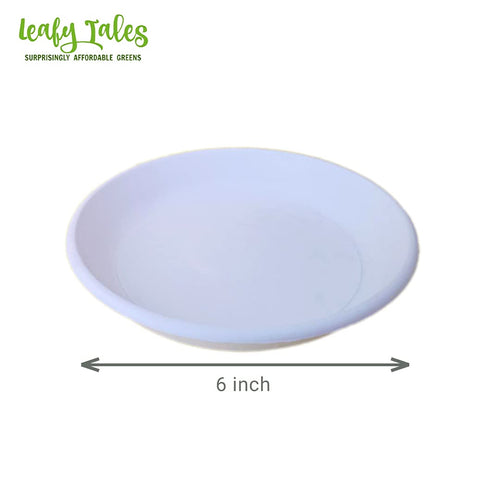 Leafy Tales Bottom Plate/Dripping Tray for Pots, White Color| (6-inch, White, Pack of 10)