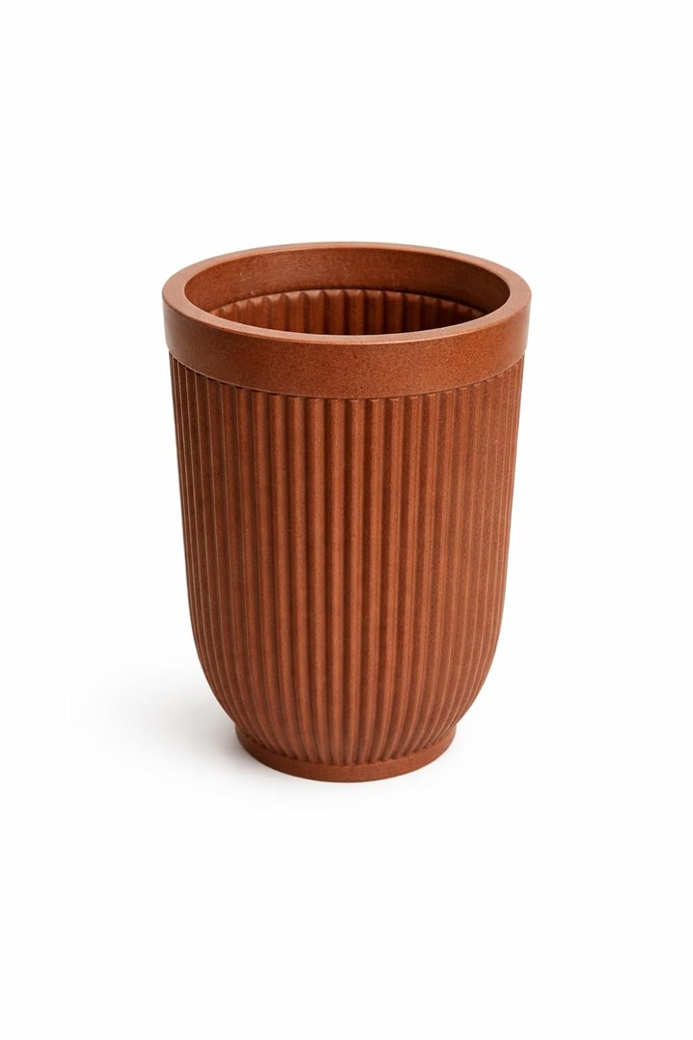 Leafy Tales Modern Ribbed Tall Round Planter - 24 Inch Decorative Flower Pot with Granite Finish, Lightweight & Weather Resistant Indoor/Outdoor Garden Pot for Home, Office, and Living Room Decor