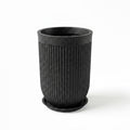 Leafy Tales Modern Ribbed Tall Round Planter - 24 Inch Decorative Flower Pot with Granite Finish, Lightweight & Weather Resistant Indoor/Outdoor Garden Pot for Home, Office, and Living Room Decor