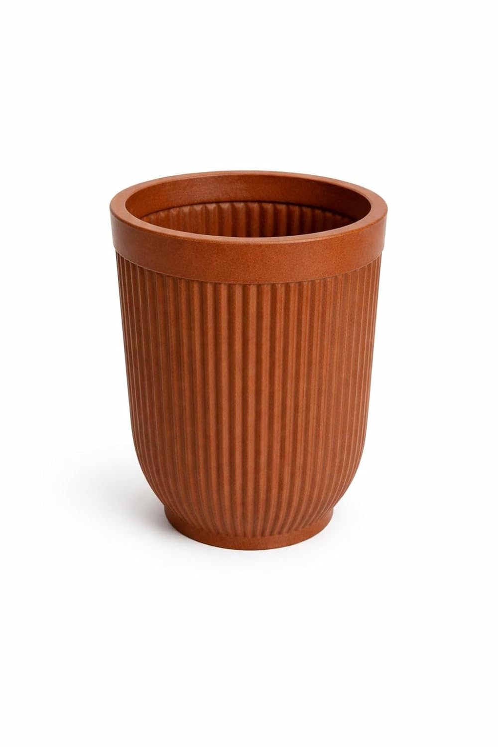 Leafy Tales Modern Ribbed Tall Round Planter - 18 Inch Decorative Flower Pot with Granite Finish, Lightweight & Weather Resistant Indoor/Outdoor Garden Pot for Home, Office, and Living Room Decor
