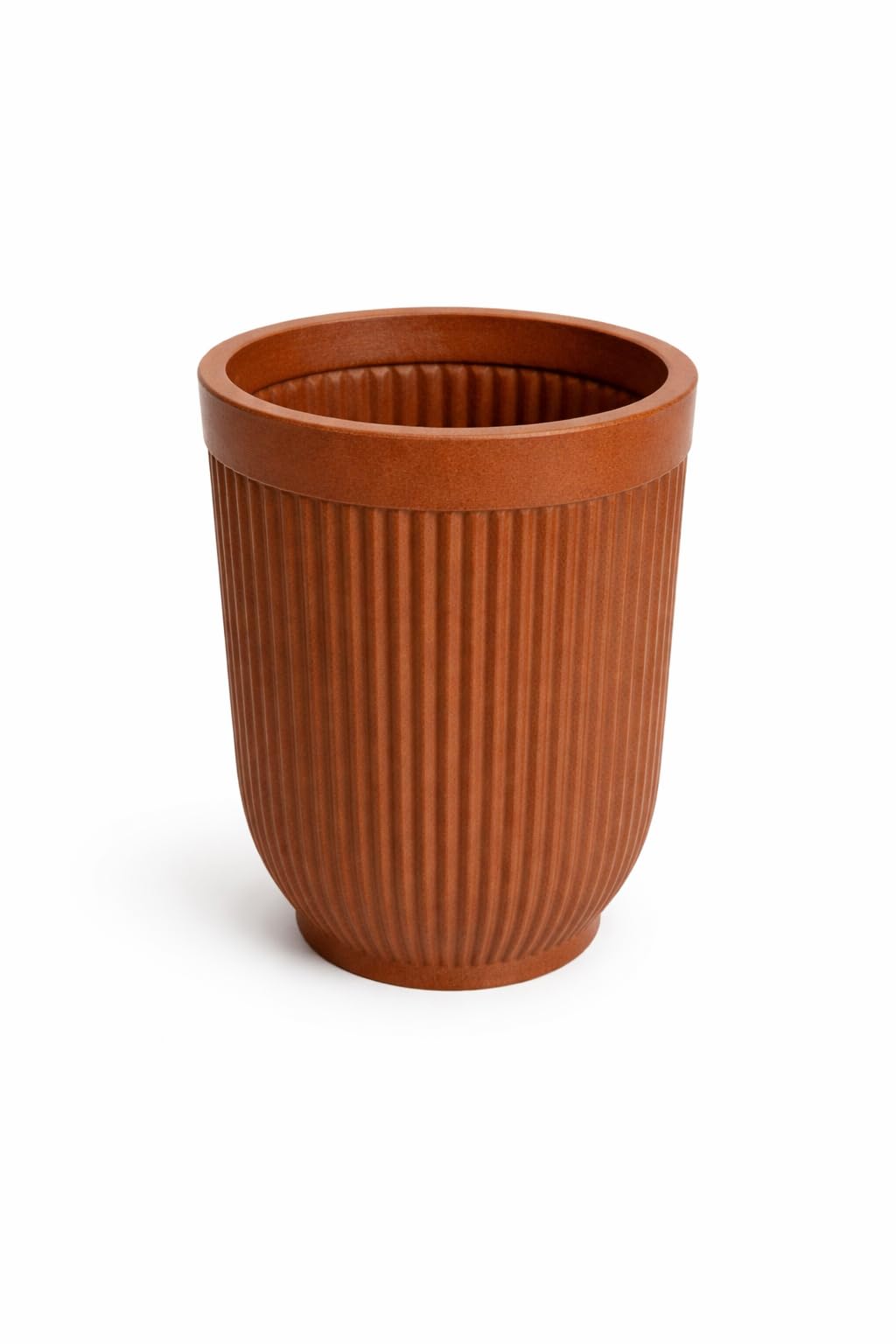 Leafy Tales Modern Ribbed Tall Round Planter - 18 Inch Decorative Flower Pot with Granite Finish, Lightweight & Weather Resistant Indoor/Outdoor Garden Pot for Home, Office, and Living Room Decor