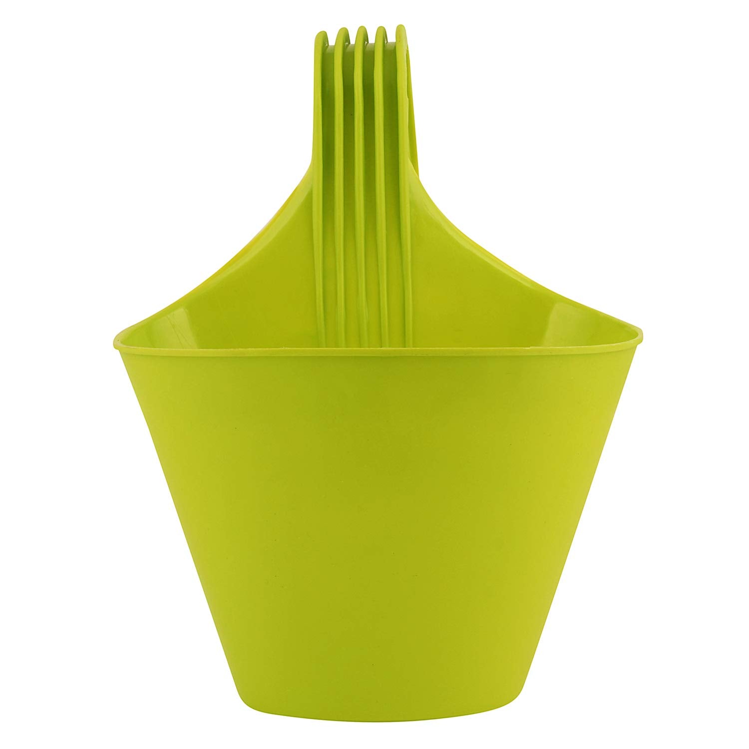 Leafy Tales Plastic Hook Hanging Pots (Set of 1, Green) - 28 x 12 x 22 cm Durable Railing Planters - Detachable Hook Flower Pots for Balcony, Indoor, Outdoor Garden & Window Grills