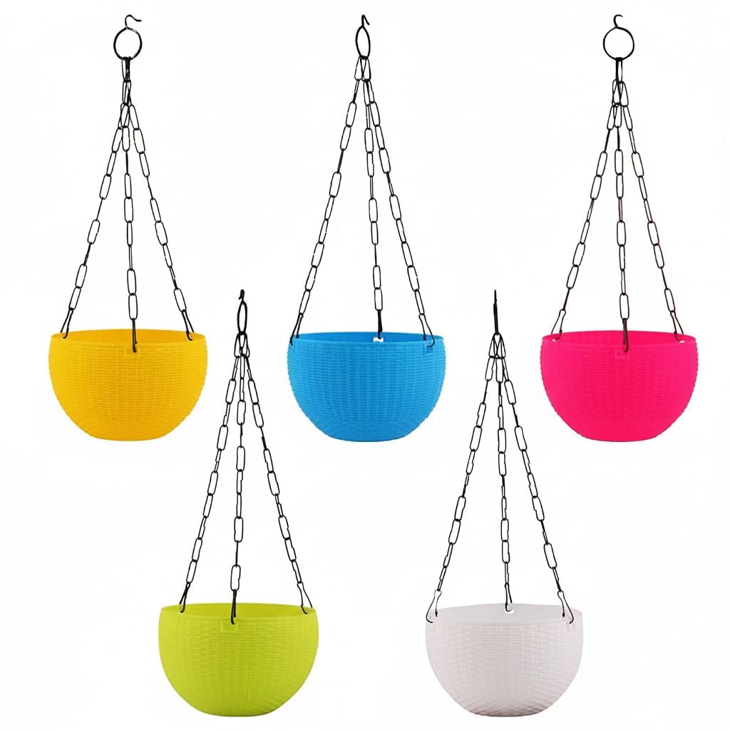 Leafy Tales Plastic Hanging Pot with Chain , Medium, 15 Pieces