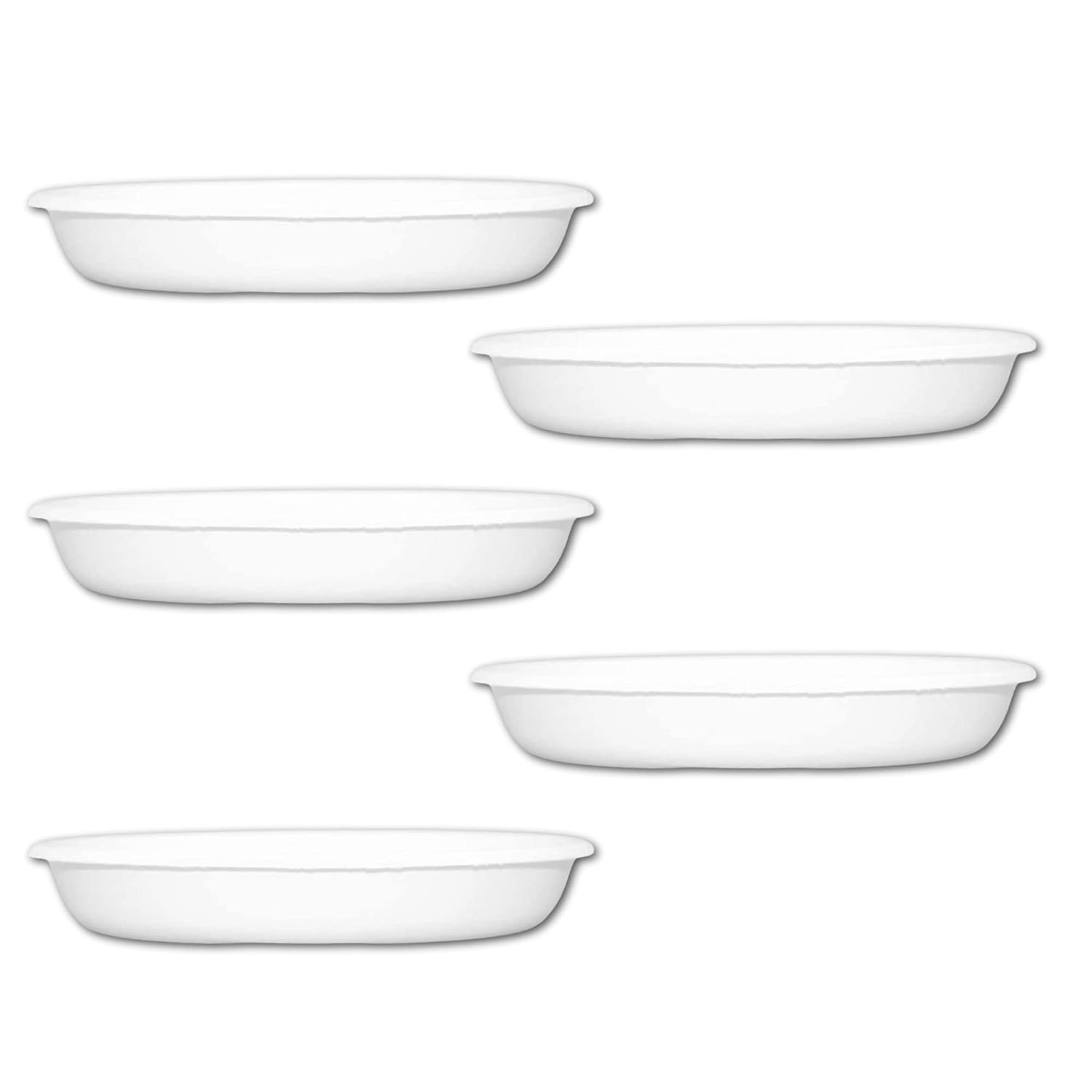 Leafy Tales Bottom Plate/Dripping Tray for Pots, White Color| (8-inch, White, Pack of 5)