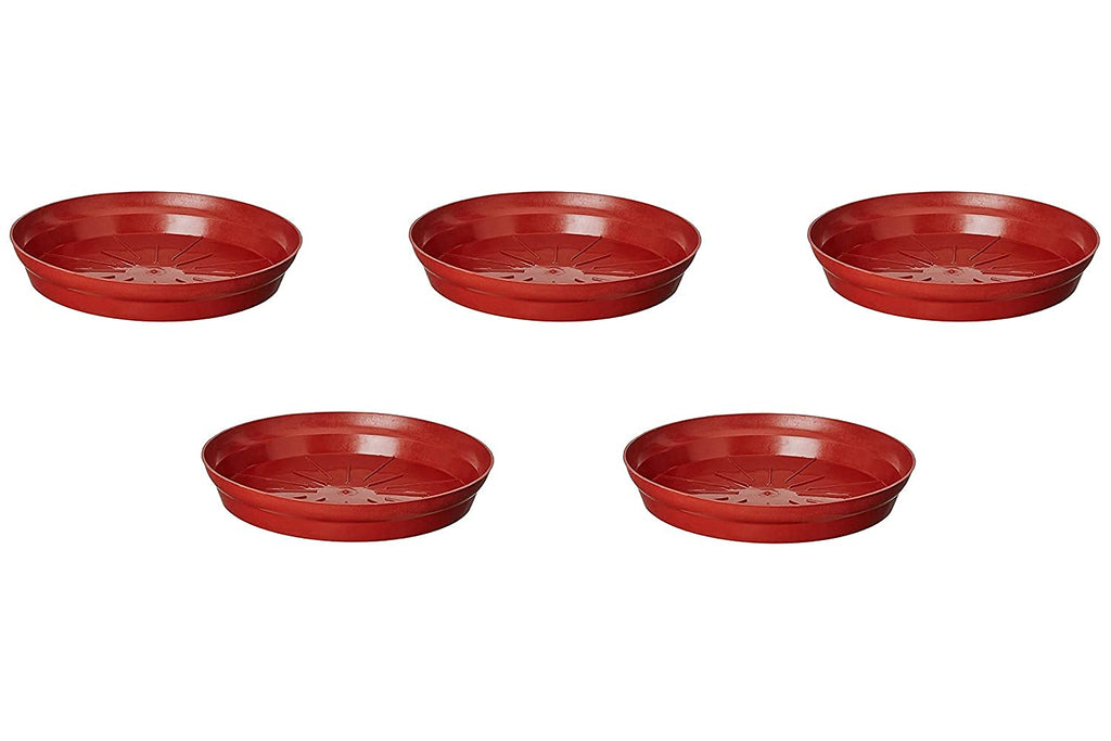 Leafy Tales Planter Bottom Plate/ Gamla Dripping Tray, Terracotta Color Plastic pots | (10-inch, Brown, Pack of 5)