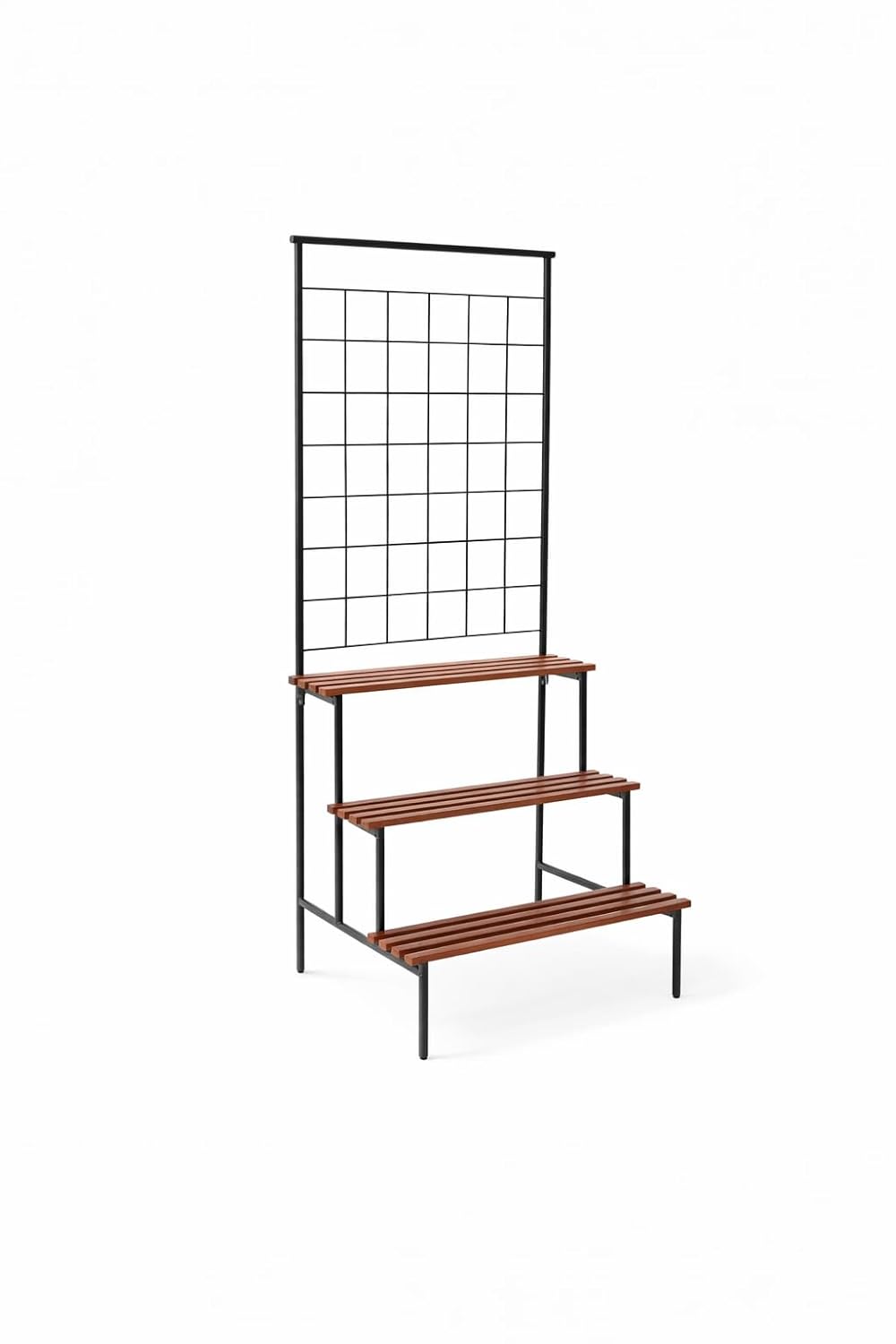 Leafy Tales Bloom 4-Tier Plant Stand with Premium Wooden Finish, Large Indoor & Outdoor Metal Planter for Living Room, Balcony & Patio, Flower Pot Display Shelf, Home Décor
