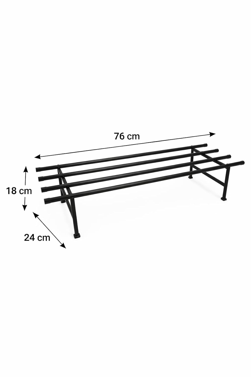 Leafy Tales Heavy-Duty Metal Plant Stand Set of 1– Durable Iron Pot Stand for Indoor and Outdoor Use – Rust-Proof Garden Shelf (Black, 76cm x 24cm x 18cm)