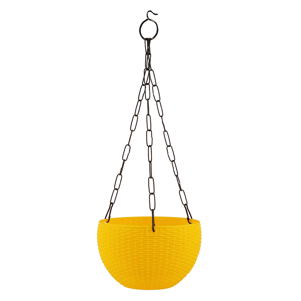 Leafy Tales Plastic Hanging Hook Pots (Set of 1, Yellow) Durable Railing Planters for Balcony, Window Grill & Fence - Detachable Hook Flower Pots for Indoor & Outdoor Vertical Gardening