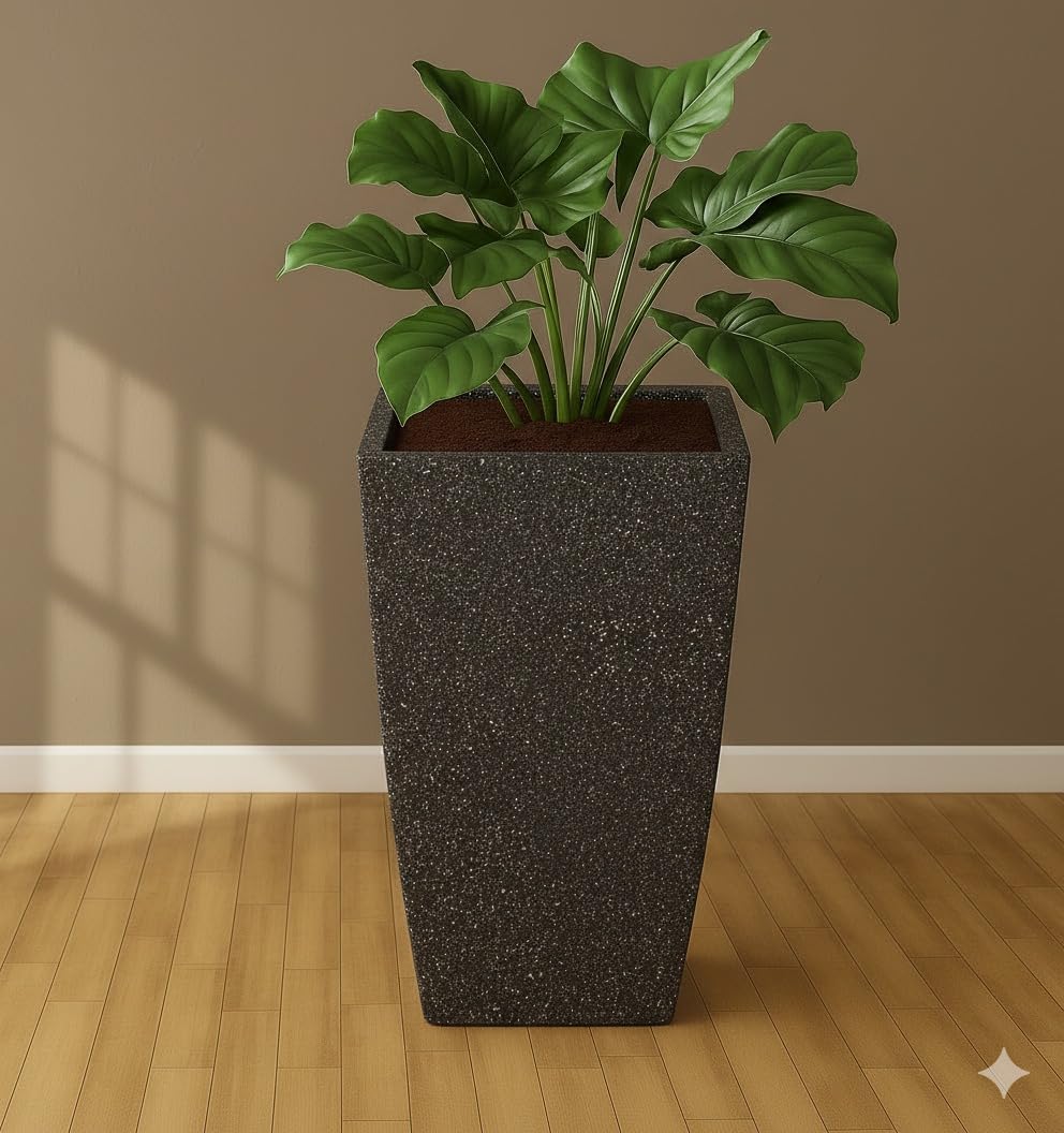 Leafy Tales Modern Roto Square Tower Planter for Home Décor 12 INCH, Highly Durable,Lightweight Indoor Outdoor Planter, Flower Pot Gamla