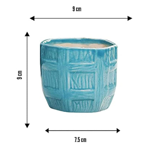 Leafy Tales Barrel Ceramic Pot Planter, Home Garden Decor 1pc (Barrel Aqua)