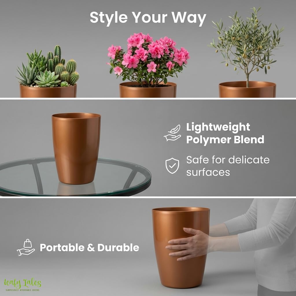 Leafy Tales Modern Round Tower Planter for Home Décor 14 INCH, Highly Durable,Lightweight Indoor Outdoor Planter, Flower Pot Gamla, Pot for Balcony Garden, Vegetables, Flowers & Greenery