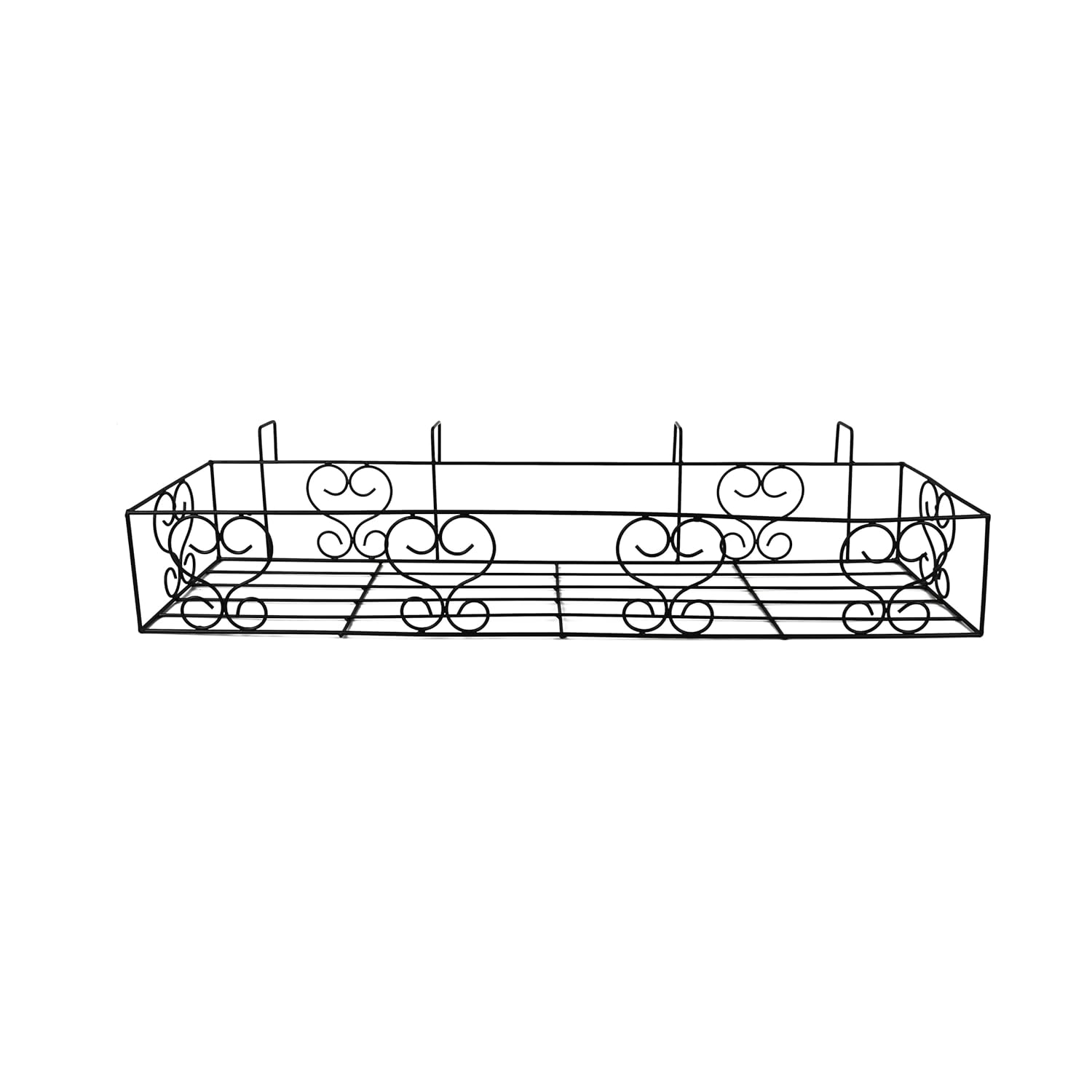 Leafy Tales Metal Long Rectangular Shape Railings Pot Holder |Pot Holder Basket for Plants in Balcony Railings Gamla Stand for Indoor and Outdoor (Set of 1)