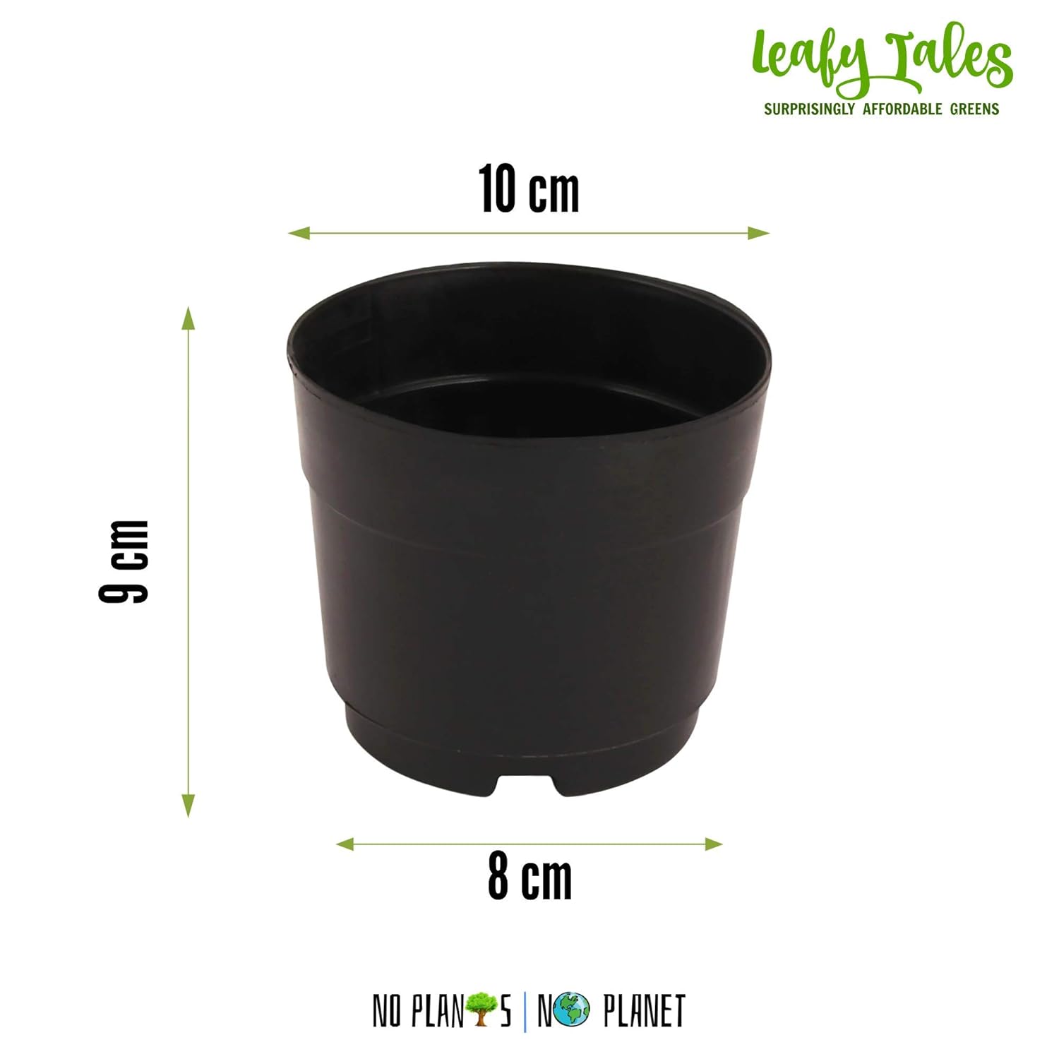 Leafy Tales UV Plastic Round Pots for Plants (6 Inches, Black, Pack of 15) | Lightweight Indoor Outdoor Garden & Balcony Planters