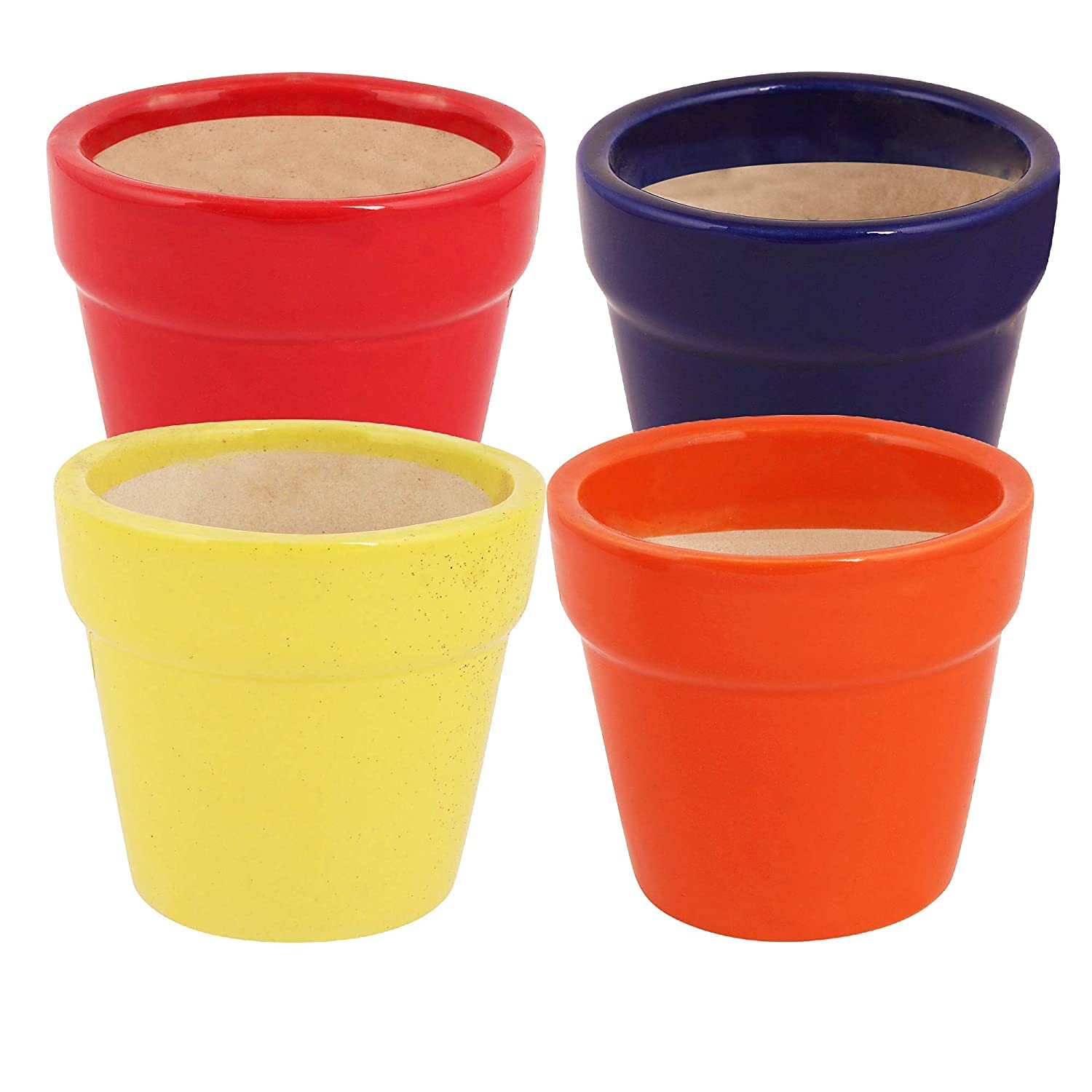 Leafy Tales Set of 2 - Polygon Shape Ceramic Pot, Pot only, | Multicolor, Polygon - 2 (Polygon - 2)