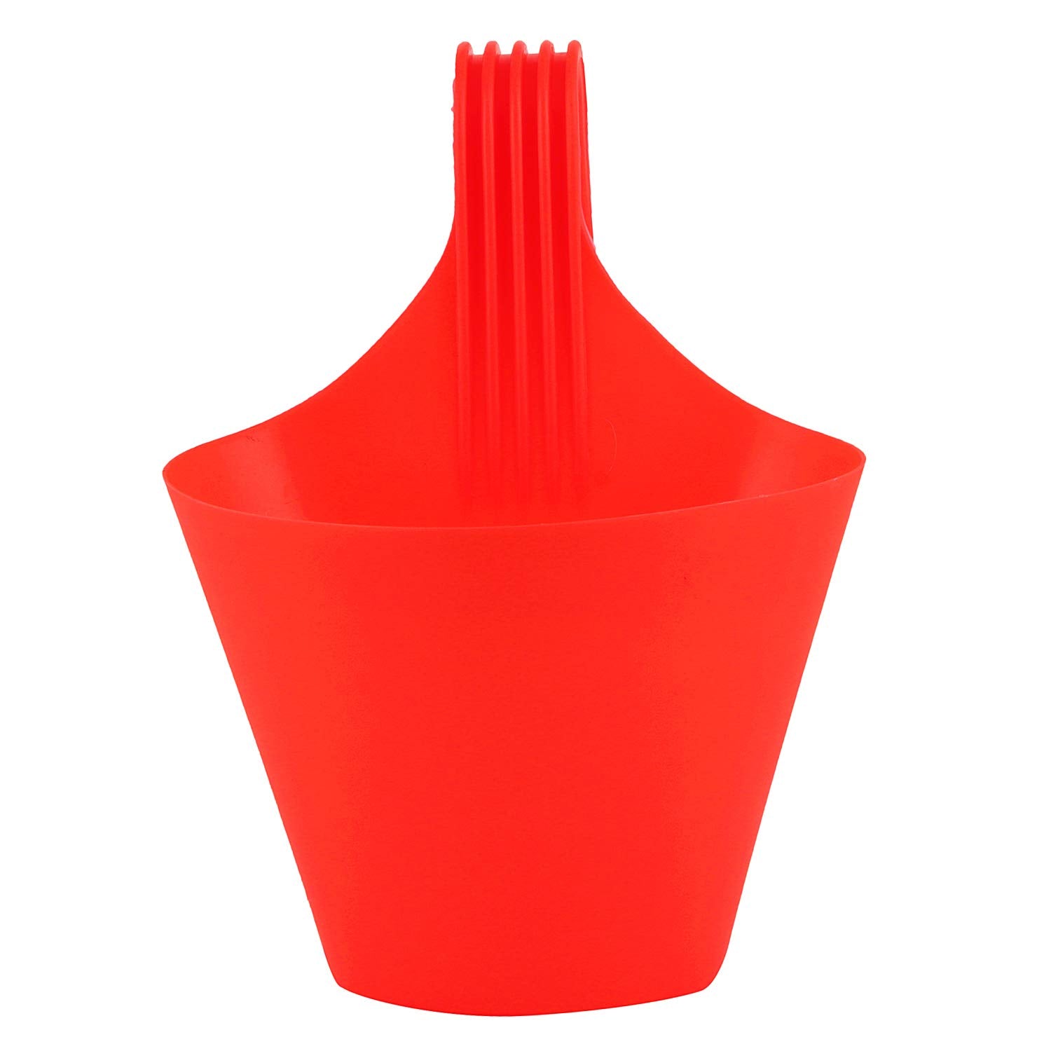 Leafy Tales Plastic Hook Hanging Pots (Set of 1, Red) - 28 x 12 x 22 cm Durable Railing Planters - Detachable Hook Flower Pots for Balcony, Indoor, Outdoor Garden & Window Grills