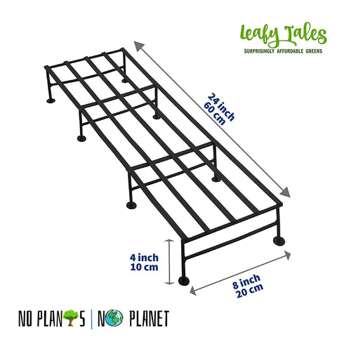 Leafy Tales 29-Inch Plant Stand for Outdoor Balcony | Black, (Set of 4) 120 KG Load Capacity, Anti-Rust Metal with Non-Bendable Legs | Ideal for Plant Stands for Outdoor, Indoor Living Room, Flower Pot Stand for Balcony, Planters for Home Decor