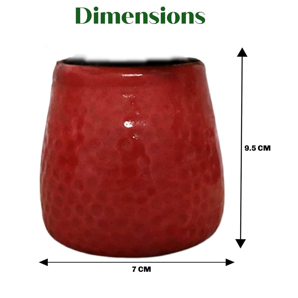 Leafy Tales Honeycomb Texture Ceramic Pot for Home Garden Decor Glossy Red