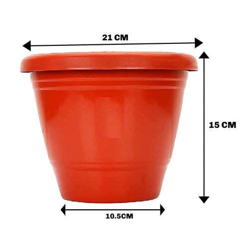 Leafy Tales 8-inch Plastic Flower Pots (Pack of 8) - Terracotta Colour Garden Gamla for Home & Outdoor Balcony - Durable Indoor/Outdoor Planters with Drainage Saucers