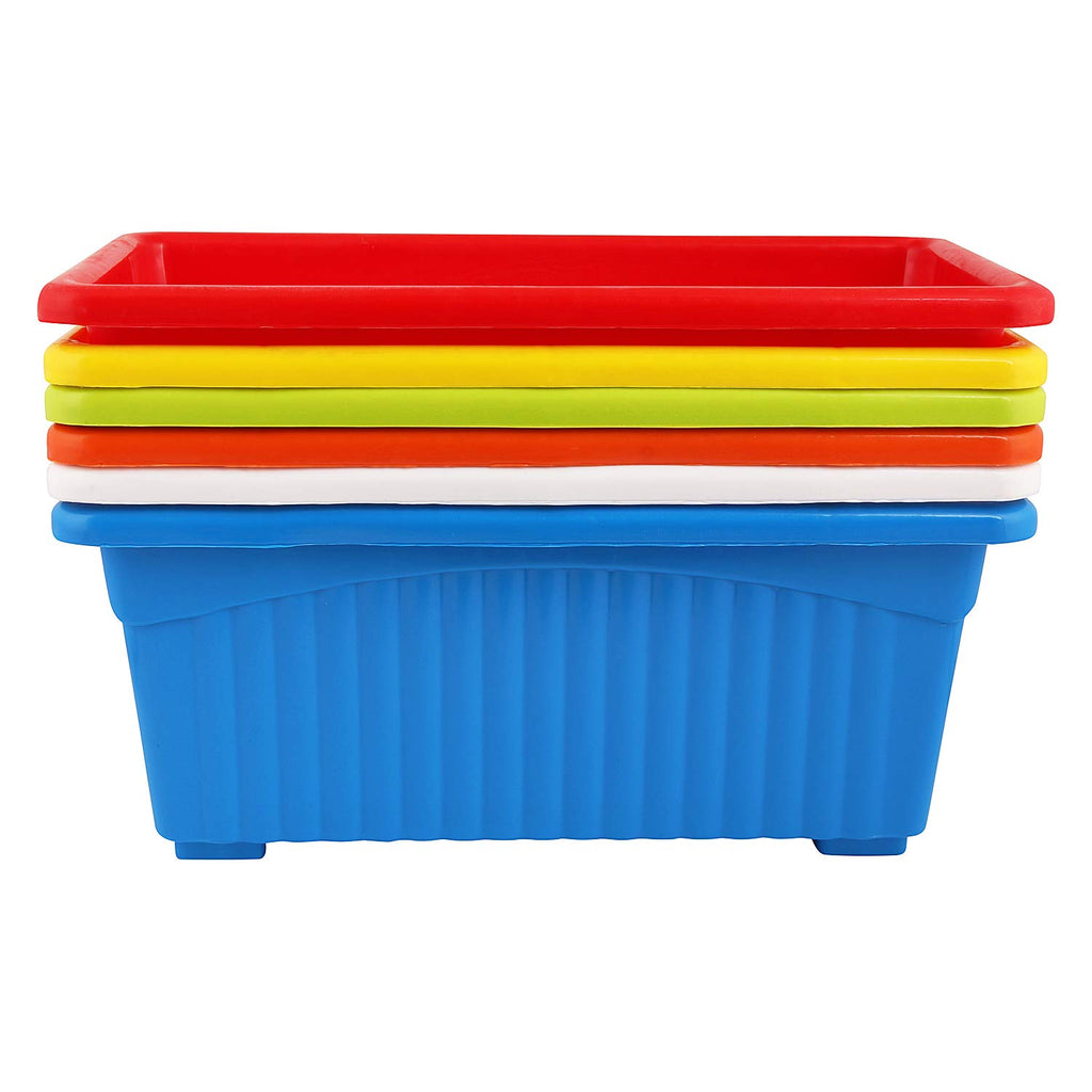 Leafy Tales Multicolor Rectangular Plastic Pots for Plants, Window Display, (Set of 12) (34.5 x 18.5 x 14 cm) (Tub - 12)