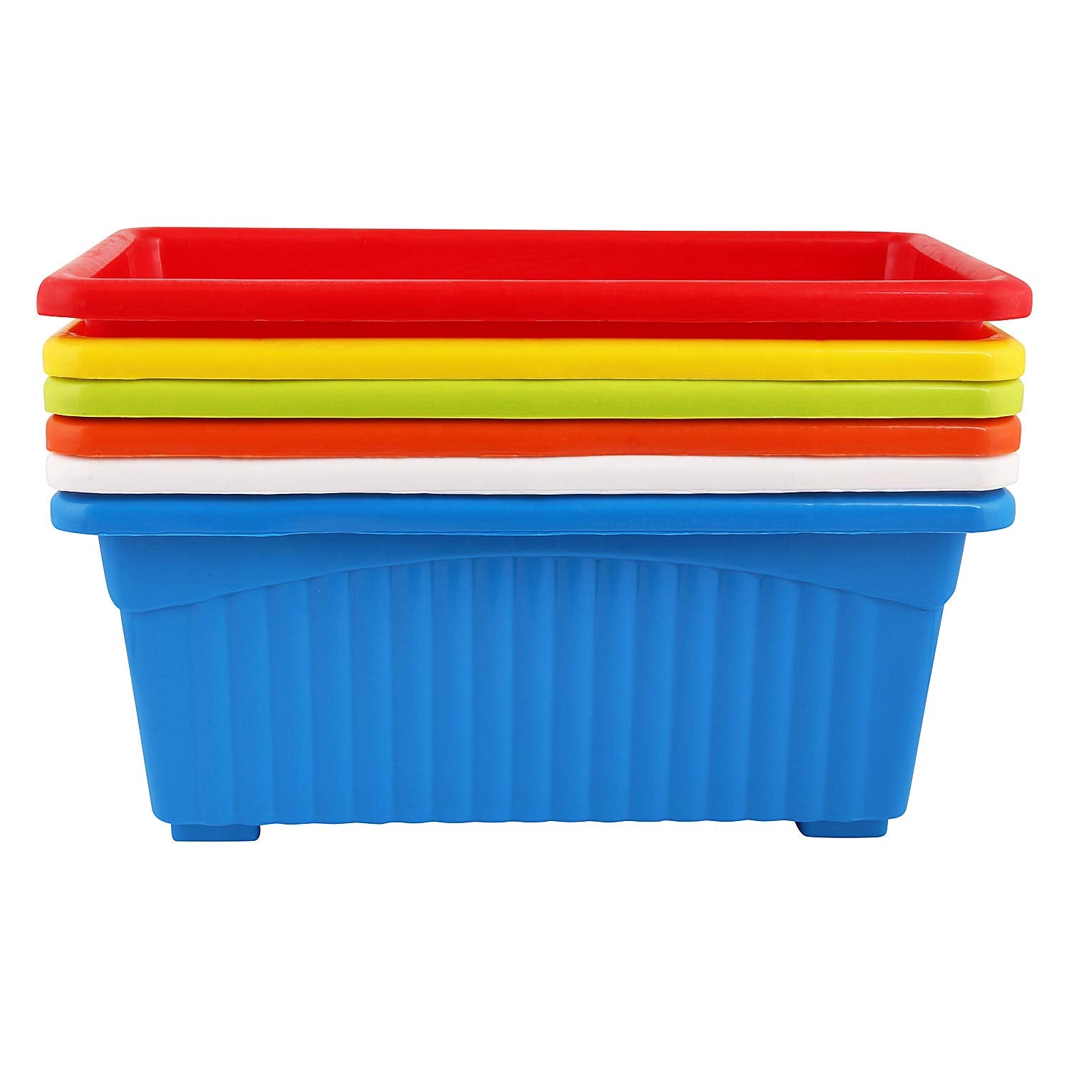 Leafy Tales Multicolor Rectangular Plastic Pots for Plants, Window Display, (Set of 12) (34.5 x 18.5 x 14 cm) (Tub - 12)