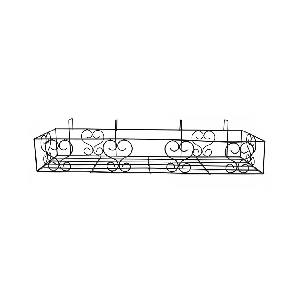 Leafy Tales Metal Long Rectangular Shape Railings Pot Holder |Pot Holder Basket for Plants in Balcony Railings Gamla Stand for Indoor and Outdoor (Set of 1)