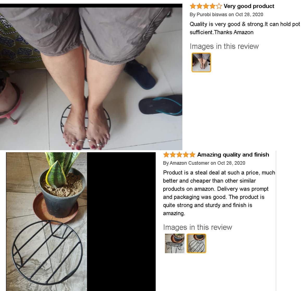 Leafy Tales Round Metal Plant Stand for Outdoor Balcony, Set of 7 ,20*20*10cm| Black Round Flower Pot Stand for Home Garden | Heavy-Duty Iron Gamla Stand for Balcony, Terrace & Living Room | Rust-Resistant Outdoor Pot Holder