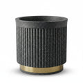 Leafy Tales Premium Fluted Cylinder Planter with Gold Base - 12 Inch Modern Decorative Flower Pot for Indoor Trees and Plants, Elegant Ribbed Texture for Living Room, Office, and Luxury Home Decor