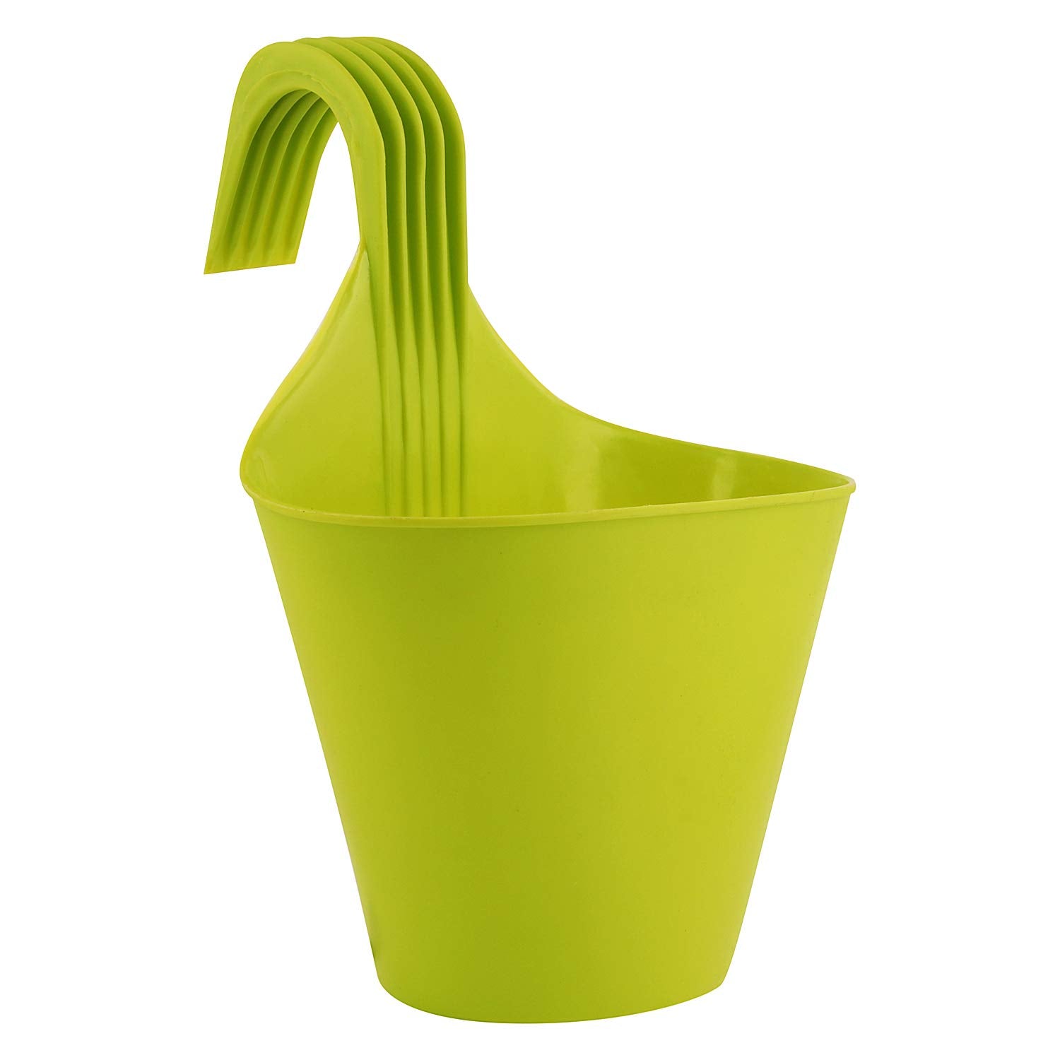 Leafy Tales Plastic Hook Hanging Pots (Set of 1, Green) - 28 x 12 x 22 cm Durable Railing Planters - Detachable Hook Flower Pots for Balcony, Indoor, Outdoor Garden & Window Grills