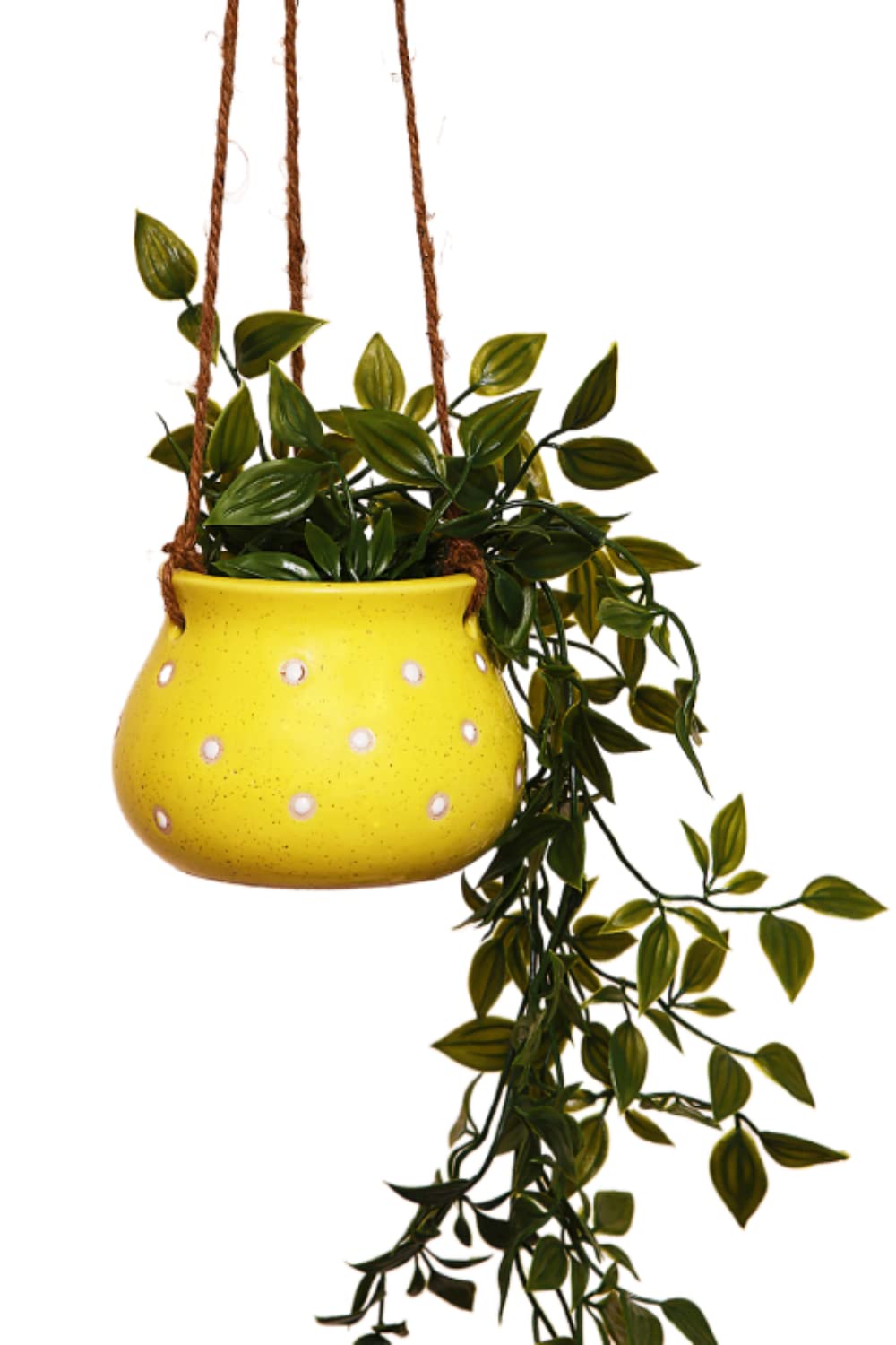 Leafy Tales Hanging Matki Shape Ceramic Pot Set of 2, Pot Only, Multicolor