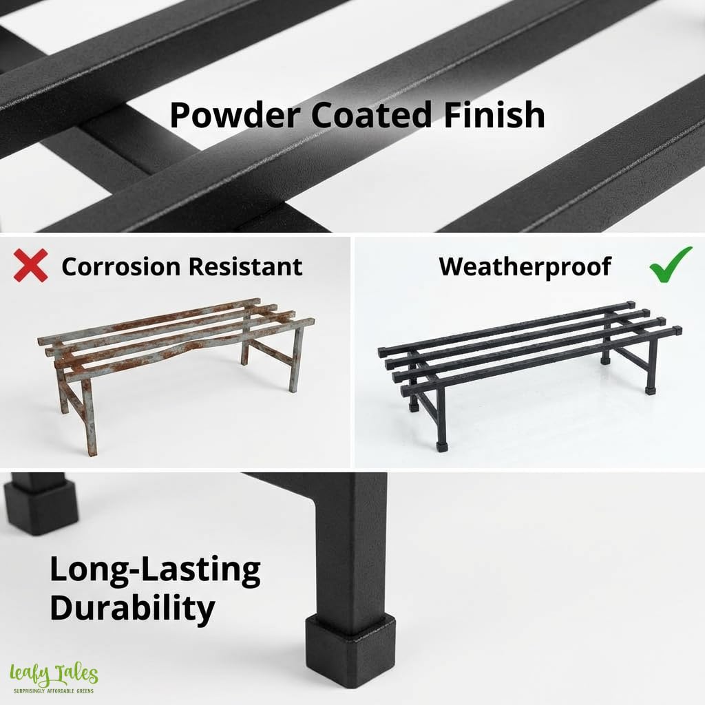 Leafy Tales Heavy-Duty Metal Plant Stand Set of 1– Durable Iron Pot Stand for Indoor and Outdoor Use – Rust-Proof Garden Shelf (Black, 76cm x 24cm x 18cm)
