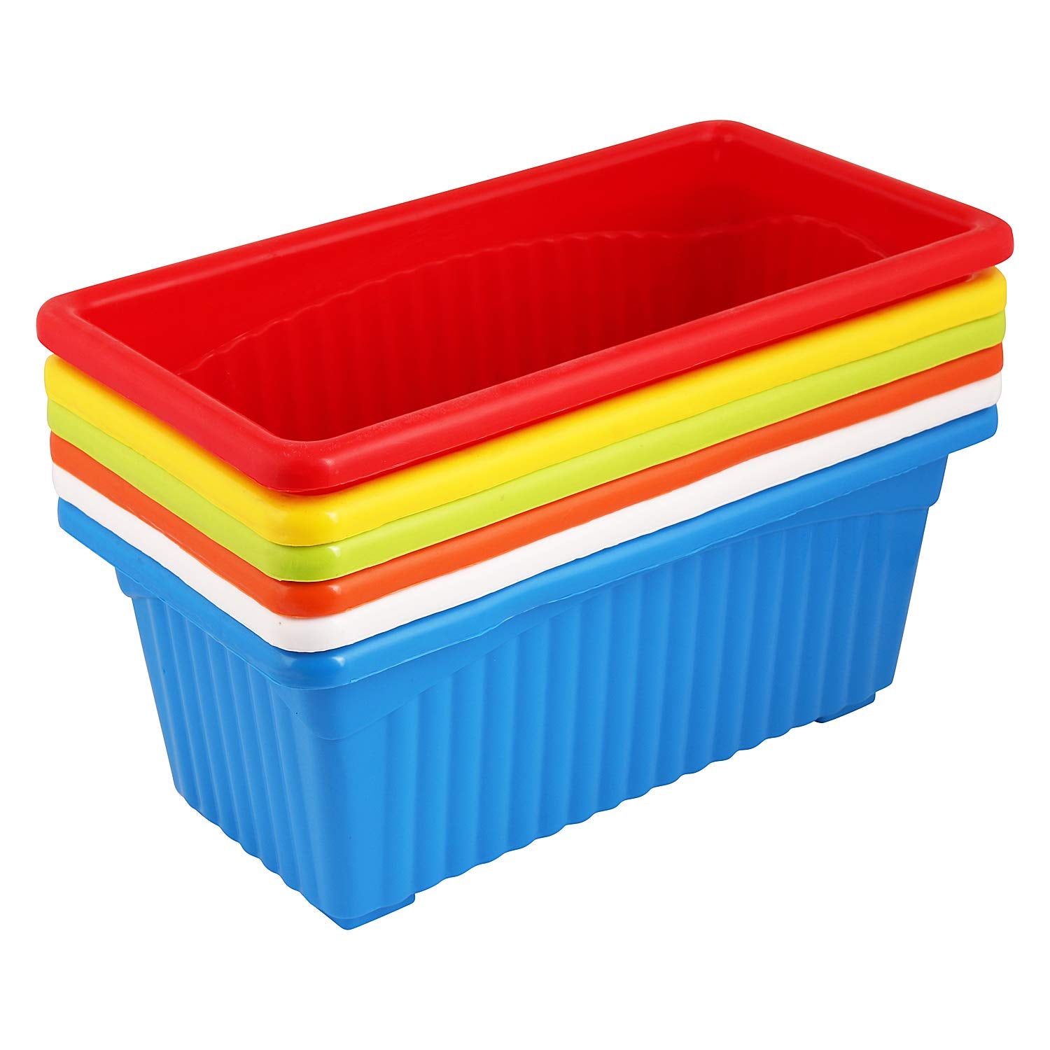 Leafy Tales Multicolor Rectangular Plastic Pots for Plants, Window Display, (Set of 6) (34.5 x 18.5 x 14 cm), (Model: Tub - 6)