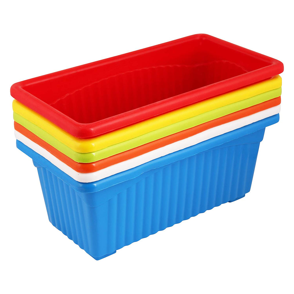 Leafy Tales Multicolor Rectangular Plastic Pots for Plants, Window Display, (Set of 12) (34.5 x 18.5 x 14 cm) (Tub - 12)