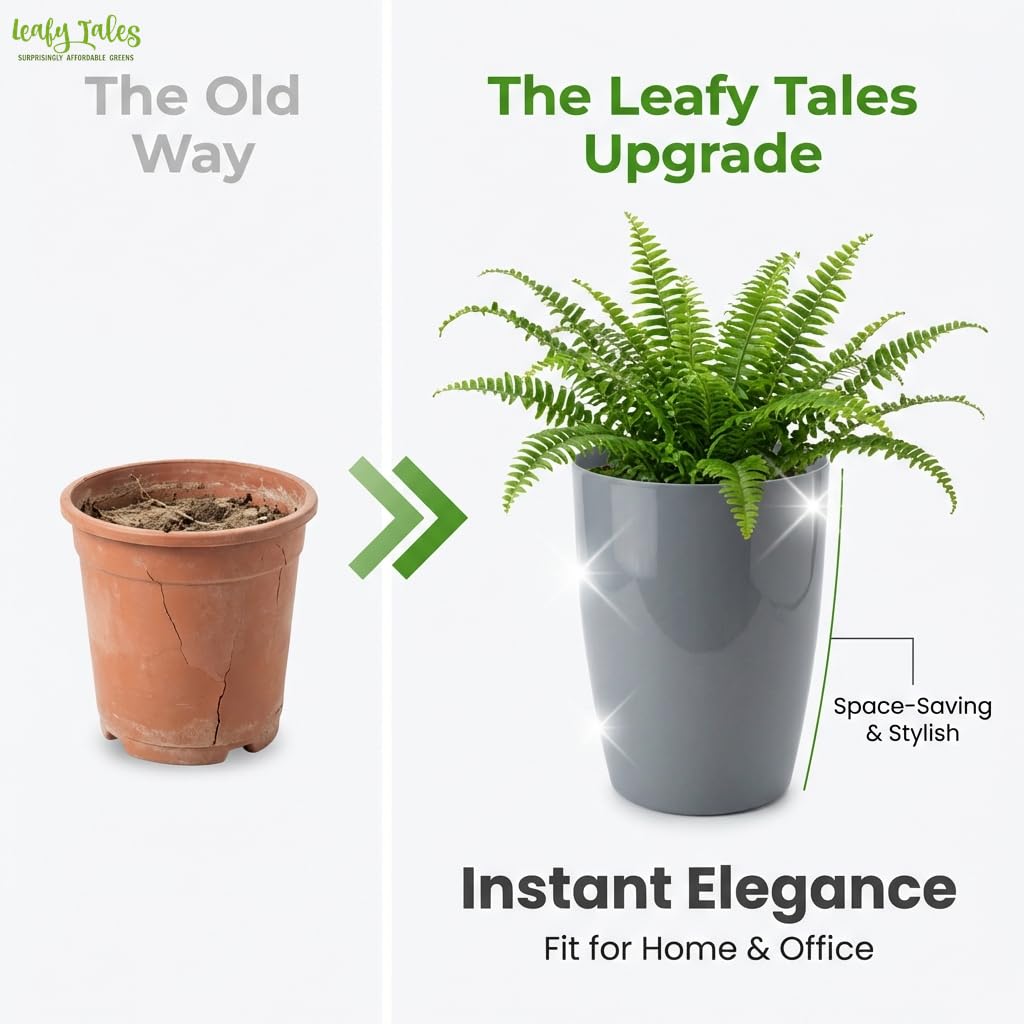 Leafy Tales Modern Round Tower Planter for Home Décor 12 INCH, Highly Durable,Lightweight Indoor Outdoor Planter, Flower Pot Gamla, Pot for Balcony Garden, Vegetables, Flowers & Greenery