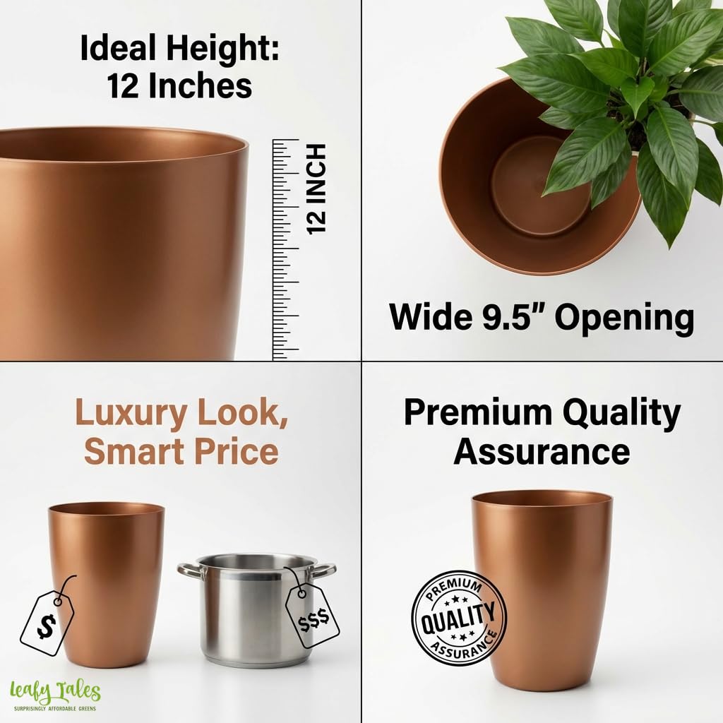 Leafy Tales Modern Round Tower Planter for Home Décor 12 INCH, Highly Durable,Lightweight Indoor Outdoor Planter, Flower Pot Gamla, Pot for Balcony Garden, Vegetables, Flowers & Greenery