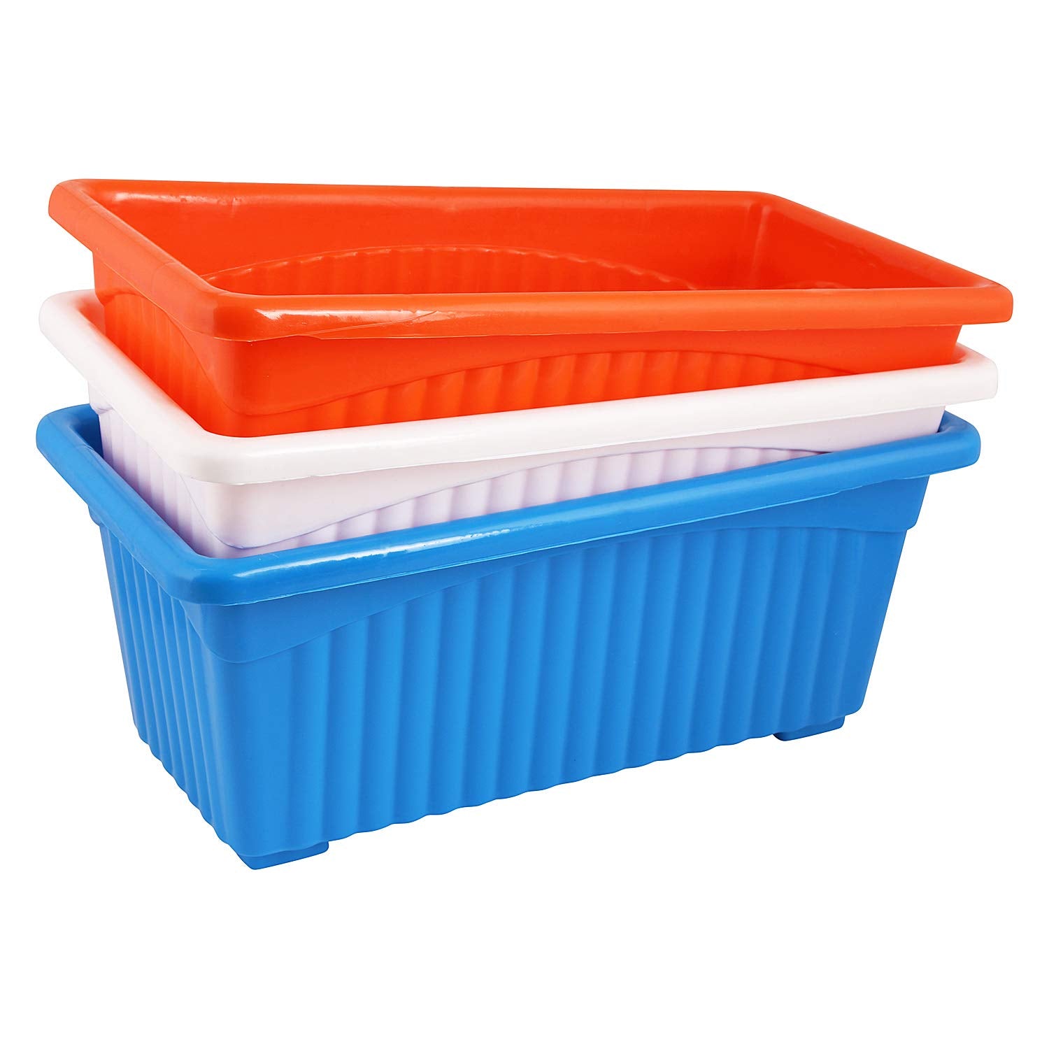 Leafy Tales Multicolor Rectangular Plastic Pots for Plants, Window Display, (Set of 6) (34.5 x 18.5 x 14 cm), (Model: Tub - 6)