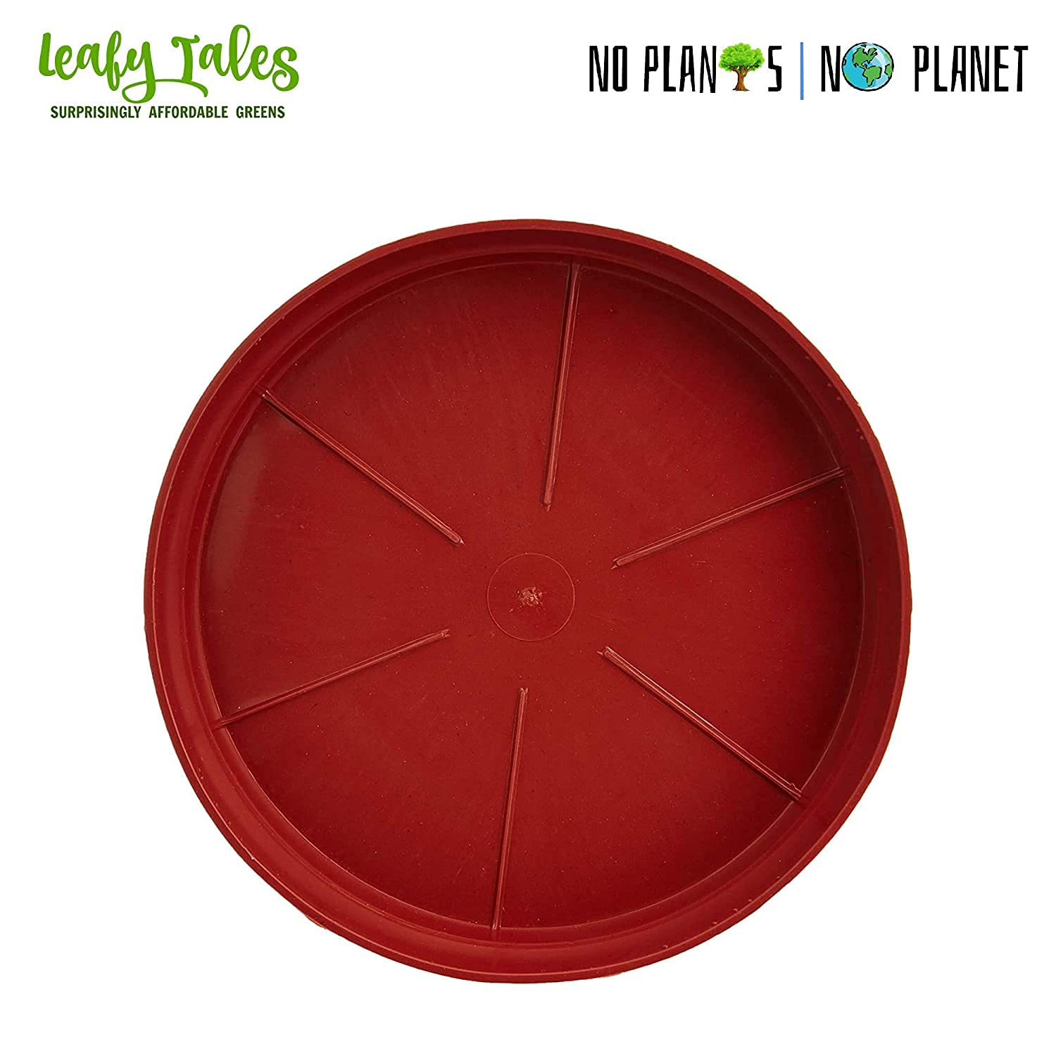 Leafy Tales Planter Bottom Plate/ Gamla Dripping Tray, Terracotta Color Plastic pots | (10-inch, Brown, Pack of 5)