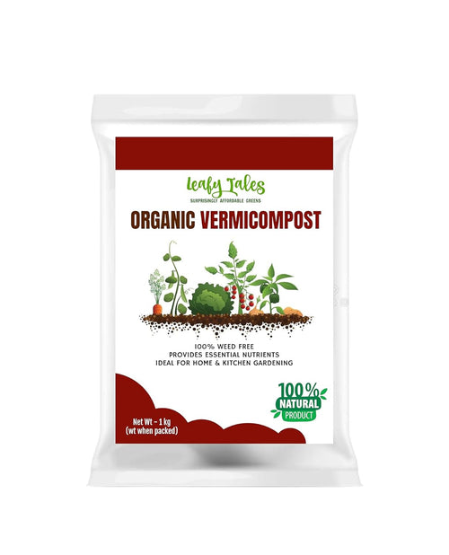 Leafy Tales 1kg Organic Vermicompost Manure Fertilizer - Pure Bio-Organic Fertilizer for Flowers, Vegetables & Lawns | Natural Soil Enricher, Potting Mix Supplement & Plant Food