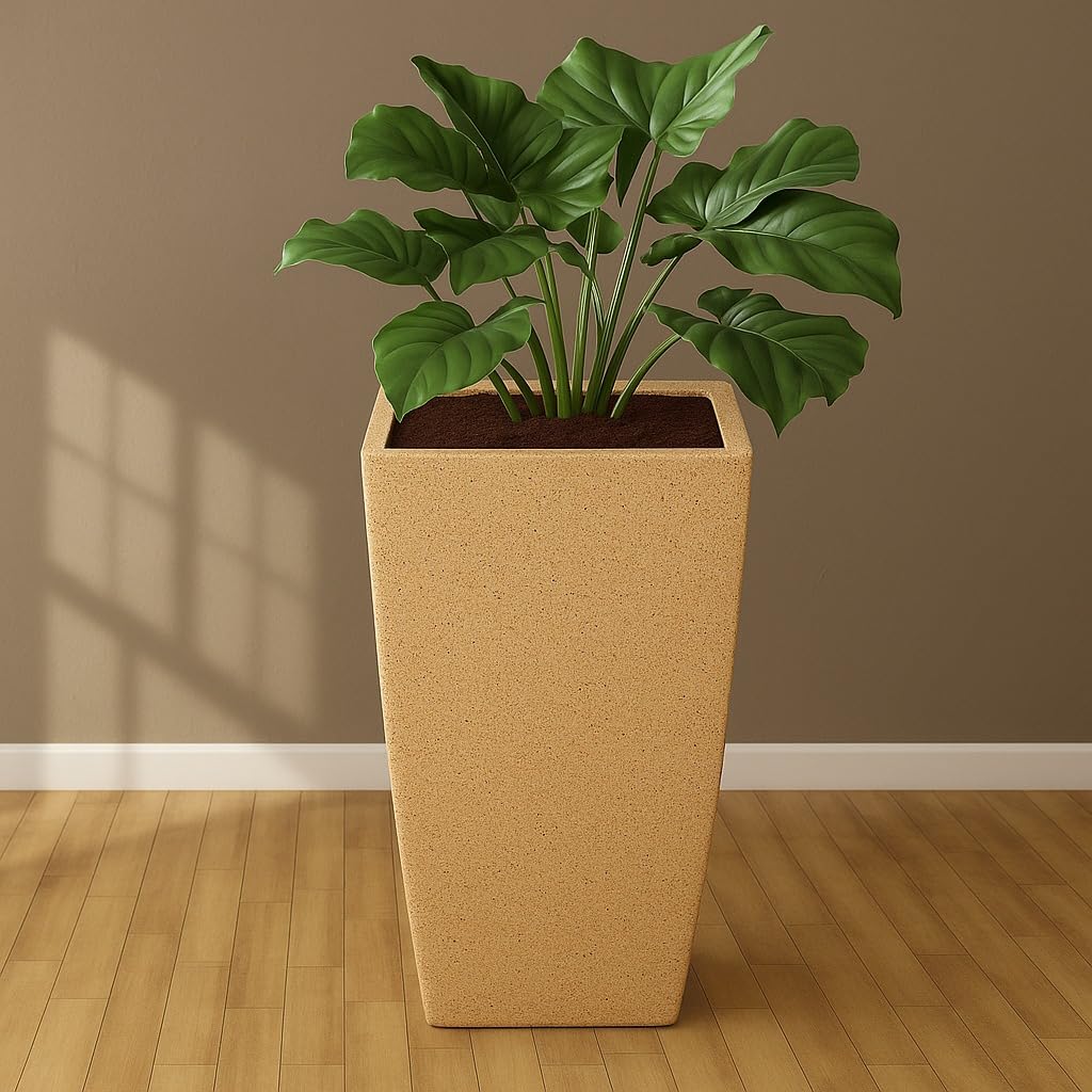 Leafy Tales Modern Roto Square Tower Planter for Home Décor 12 INCH, Highly Durable,Lightweight Indoor Outdoor Planter, Flower Pot Gamla