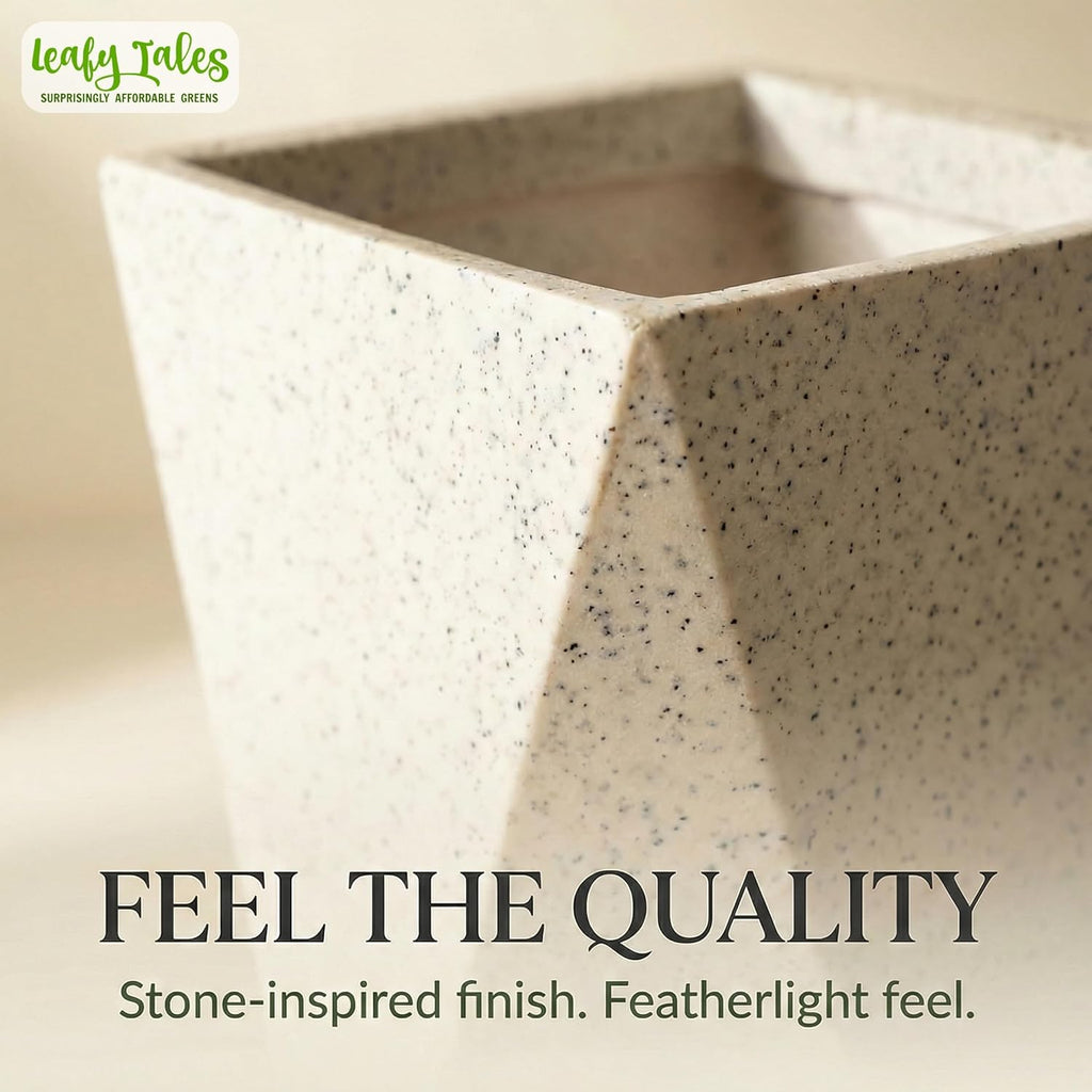Leafy Tales Modern Diamond Tower Planter for Home Décor 12 INCH, Highly Durable,Lightweight Indoor Outdoor Planter, Flower Pot Gamla