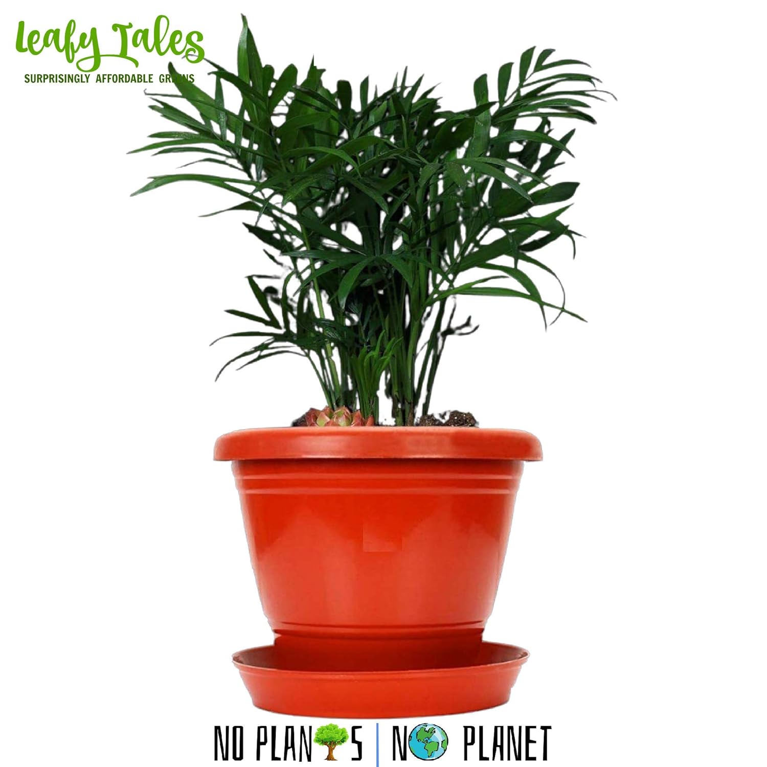 Leafy Tales 6-inch Plastic Flower Pots with 4-inch Dripping Trays (Pack of 5 Sets) - Terracotta Colour Garden Gamla for Home & Outdoor Balcony - Durable Indoor/Outdoor Planters with Drainage Saucers