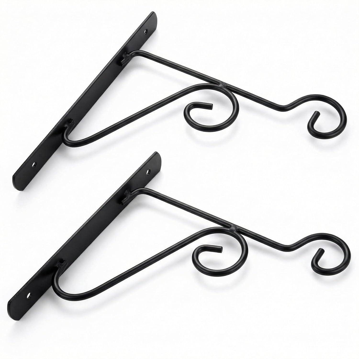 Leafy Tales 2-Pack Metal Hanging Plant Hooks - Decorative Wall Mount Brackets for Hanging Planters & Pots | Durable Rust-Resistant Iron Holders for Balcony, Fence & Garden Wall Decor