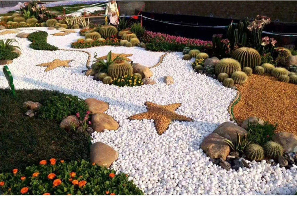 Leafy Tales White Matt Marble Stone Pebbles for Home & Garden Decoration| White Matt 2 Kg