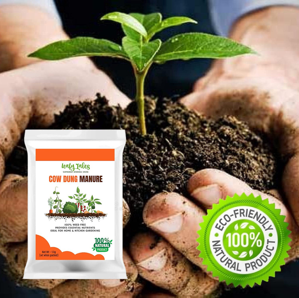 Leafy Tales Organic Cow Dung Manure for Plants 2kg - Fully Decomposed & Odorless Gobar ki Khad for Home Garden | Nutrient-Rich Organic Fertilizer & Soil Enricher for Flowers & Vegetables