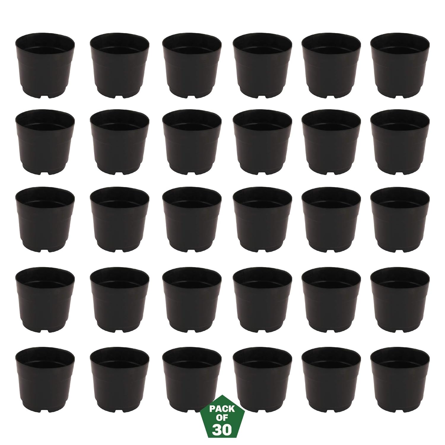 Leafy Tales UV Plastic Round Pots for Plants (6 Inches, Black, Pack of 30) | Lightweight Indoor Outdoor Garden & Balcony Planters