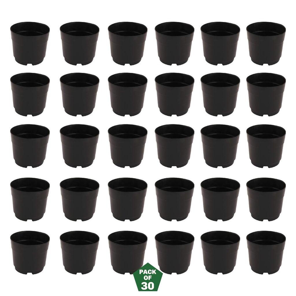 Leafy Tales UV Plastic Round Pots for Plants (6 Inches, Black, Pack of 30) | Lightweight Indoor Outdoor Garden & Balcony Planters