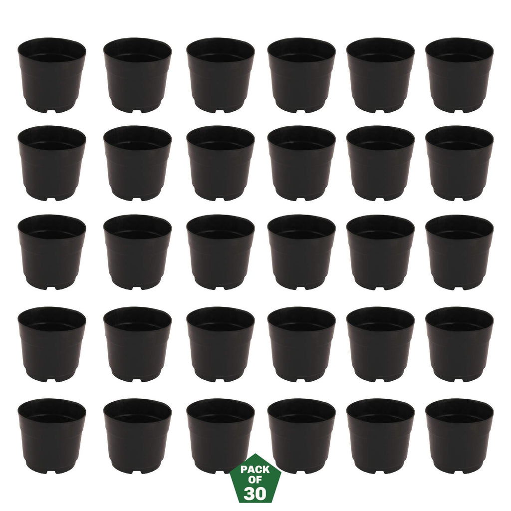 Leafy Tales UV Plastic Round Pots for Plants (6 Inches, Black, Pack of 20) | Lightweight Indoor Outdoor Garden & Balcony Planters