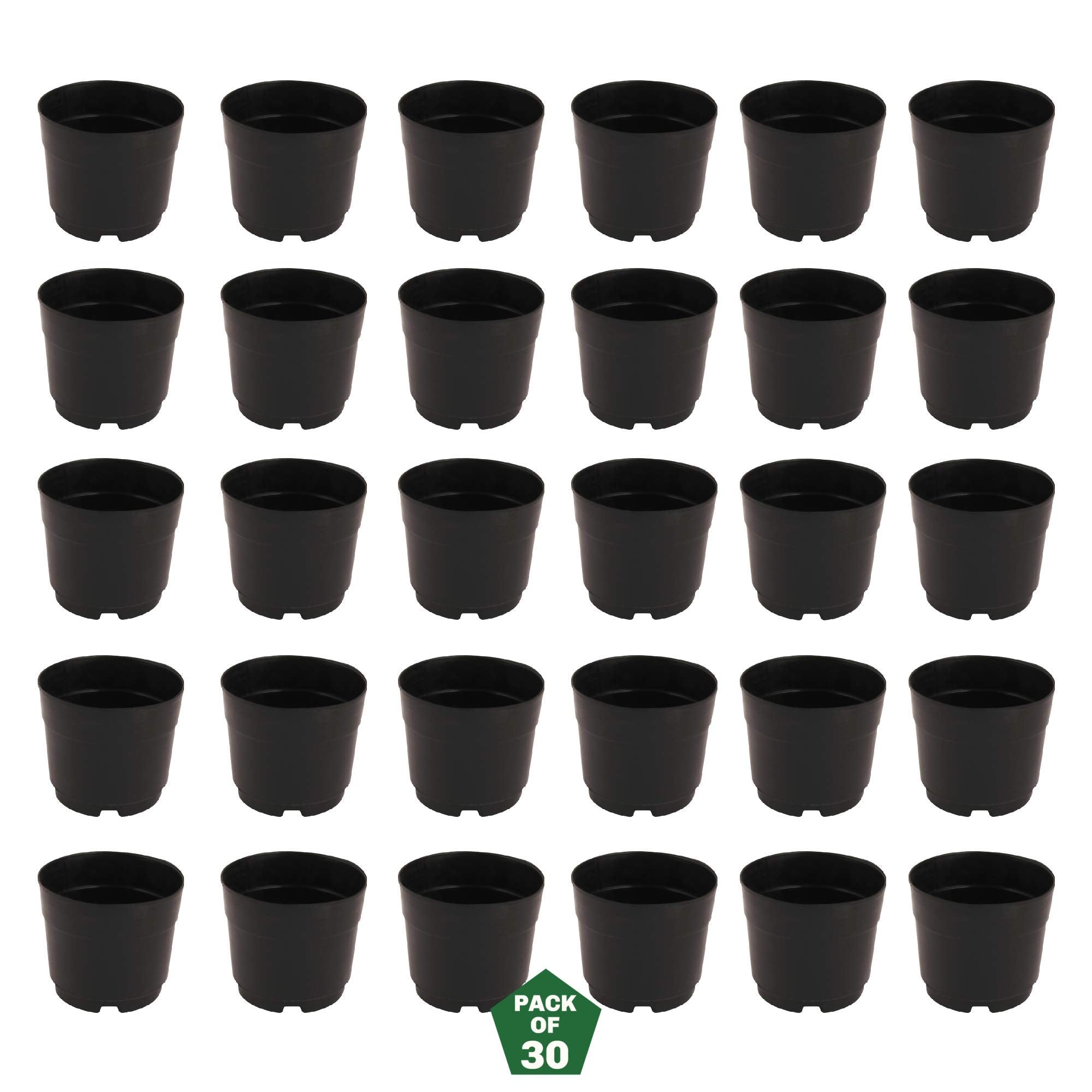 Leafy Tales UV Plastic Round Pots for Plants (6 Inches, Black, Pack of 20) | Lightweight Indoor Outdoor Garden & Balcony Planters