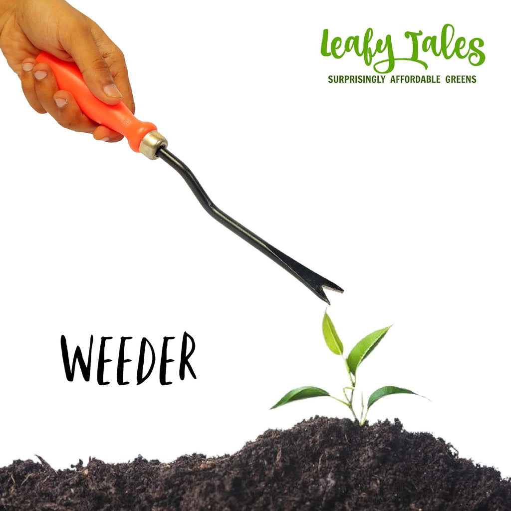 Leafy Tales Gardening Hand Tools Set - 5 Pieces (Cultivator, Big and Small Trowel, Weeder, Fork) | Tools for Home Garden | Durable Plant Tool Kit | Farming Tools